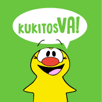 gráfica de fondo verde con una ilustración de un kukito amarillo junto al texto Kukitos VA!