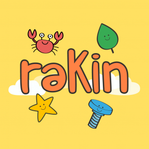 grafica de color amarillo con logo Rakin
